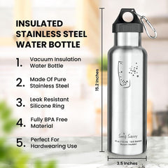 Swig Savvy Stainless Steel Water Bottle - 20 Oz Leak-Proof Flask with 3 Lids and Pouch