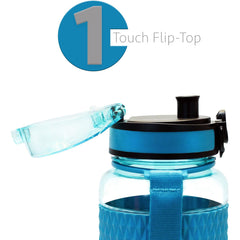 Tritan Water Bottle - 32oz BPA-Free with Silicone Sleeve, Fruit Infuser, and Leak-Proof Flip Top