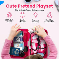 Travel in Style with 18 Inch Doll Accessories Play Travel Set