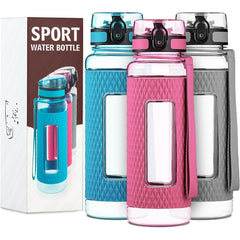 Tritan Water Bottle - 32oz BPA-Free with Silicone Sleeve, Fruit Infuser, and Leak-Proof Flip Top