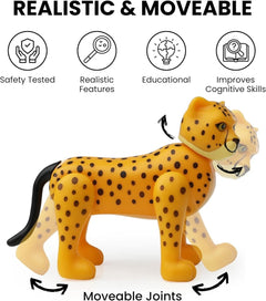 Cheetah Action Figure Large Safari Animal Figurines, Realistic Zoo Animal Toys for Toddlers, Wild Animal Figure, Toy Safari Animal Playset for Kids