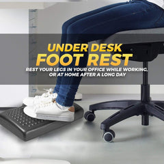 Halter Adjustable Under Desk Home Office Foot Rest with Rollers for Foot Massage, Black