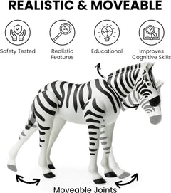 Zebra Toy Safari Animal Figure, Large Safari Animal Figurines, Realistic Zoo Animal Toys for Toddlers 3+, Zebra Action Figure, Wild Animal Figure, Toy Safari Animal Playset