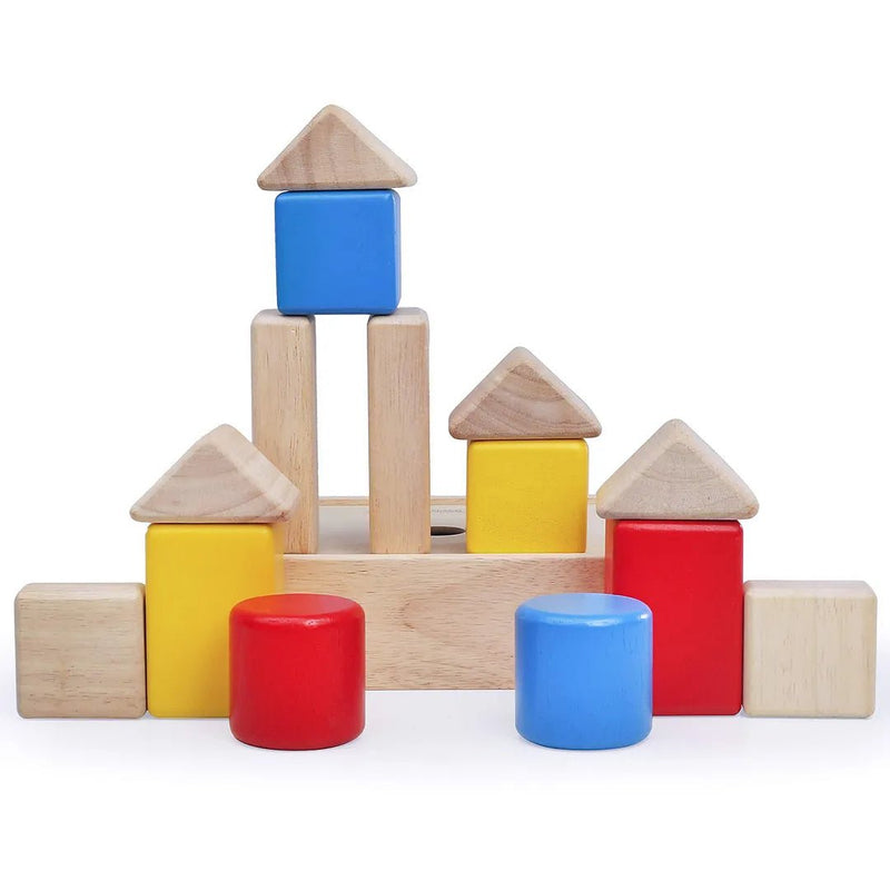 14-Piece Rainbow Wooden Blocks Playset for Toddlers and Kids