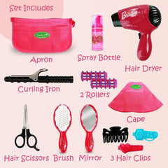 18 Inch Doll Beauty Salon Set with 13 Pieces - Hair Styling Accessories Included