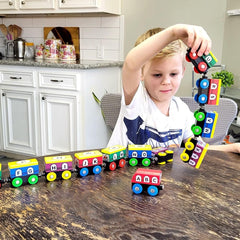 ABC Magnetic Wooden Train Set - 12 Piece Learning Toy for Toddlers - Alphabet and Numbers Recognition