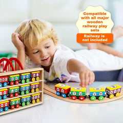 ABC Magnetic Wooden Train Set - 12 Piece Learning Toy for Toddlers - Alphabet and Numbers Recognition