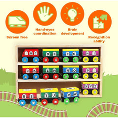 ABC Magnetic Wooden Train Set - 12 Piece Learning Toy for Toddlers - Alphabet and Numbers Recognition