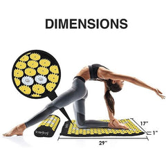 Acupressure Mat and Pillow Set - Natural Pain Relief for Neck, Upper, and Lower Back, Migraine Support, Yellow