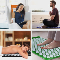 Acupressure Mat and Pillow Set - Natural Pain Relief for Neck, Upper, and Lower Back, Migraine Support, Yellow