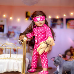 Adorable 8-Piece Pink Polka Dot Pajama Set for 18-Inch Dolls by Beverly Hills Doll Collection