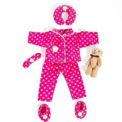 Adorable 8-Piece Pink Polka Dot Pajama Set for 18-Inch Dolls by Beverly Hills Doll Collection