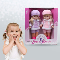 Adorable Twin Dolls Set - Baby Dolls Jessie and Bessie with Matching Outfits