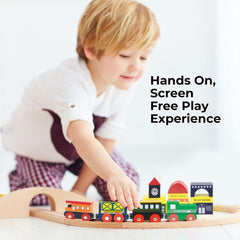 All-in-One Wooden Train Set - 100 Piece Railway Toy with Magnetic Trains and Accessories