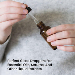 Amber Glass Dropper Bottles - 1oz For Essential Oils, Serums, and Liquid Extracts - With Glass Droppers & Gold Pen