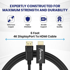 AURUM CABLES 4K DisplayPort to HDMI Cable for Stunning Visuals - 4K@30Hz, 1080P@120Hz Support