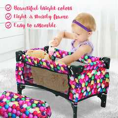 Baby Doll Crib - Fits Dolls Up to 18 Inches - Includes Blanket and Carry-Along Storage Bag - Gumball