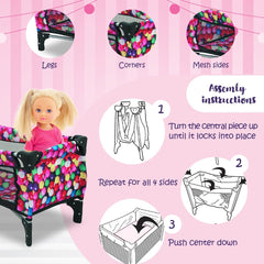 Baby Doll Crib - Fits Dolls Up to 18 Inches - Includes Blanket and Carry-Along Storage Bag - Gumball