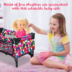 Baby Doll Crib - Fits Dolls Up to 18 Inches - Includes Blanket and Carry-Along Storage Bag - Gumball