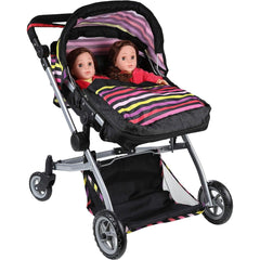 Babyboo Twin Doll Stroller - Foldable Double Pram with Swivel Wheels, Adjustable Handle, and Versatile Design