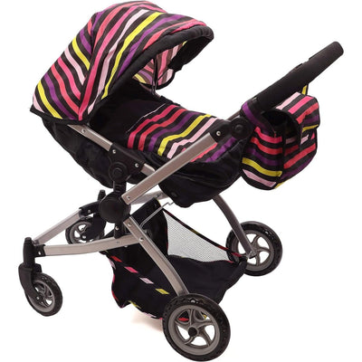 Babyboo Twin Doll Stroller - Foldable Double Pram with Swivel Wheels, Adjustable Handle, and Versatile Design