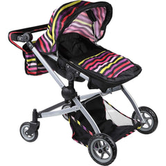 Babyboo Twin Doll Stroller - Foldable Double Pram with Swivel Wheels, Adjustable Handle, and Versatile Design