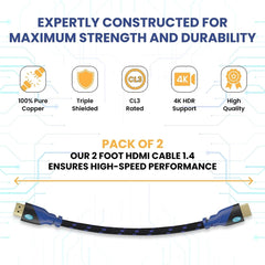 Braided 4k HDMI Cable for Gaming and TV - High-Speed Ethernet Supports 3D, HDR, 1080P Ideal for PC, Laptops, Xbox, PlayStation