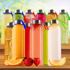 Chef's Star 18 oz Reusable Glass Bottles for Juices and Smoothies