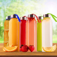 Chef's Star 18 oz Reusable Glass Bottles for Juices and Smoothies