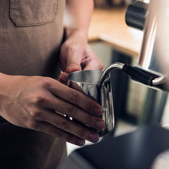 Chef's Star Stainless Steel, 20 Oz Milk Frothing Pitcher and Manual Ceramic Coffee Grinder, Portable Grinder With Detachable Glass Base and Milk Frothing Cup for Latte Foam