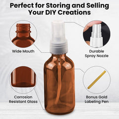 CULINAIRE Glass Spray Bottles with Gold Pen Marker - Versatile, Portable, and Reusable