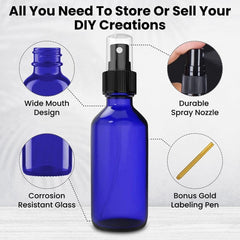 CULINAIRE Glass Spray Bottles with Gold Pen Marker - Versatile, Portable, and Reusable