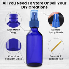 CULINAIRE Glass Spray Bottles with Gold Pen Marker - Versatile, Portable, and Reusable