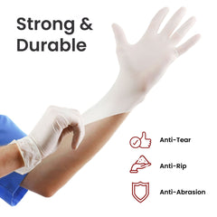 Disposable Latex Gloves, Lightly Powdered Industrial and Household Rubber Cleaning Gloves, Textured Multi-Purpose Gloves, Box of 100