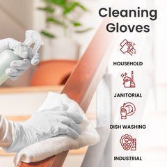 Disposable Latex Gloves, Lightly Powdered Industrial and Household Rubber Cleaning Gloves, Textured Multi-Purpose Gloves, Box of 100