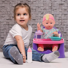 Doll Pretend Feeding Set 14" - Booster Feeding Seat, Baby Doll, High Chair, and More