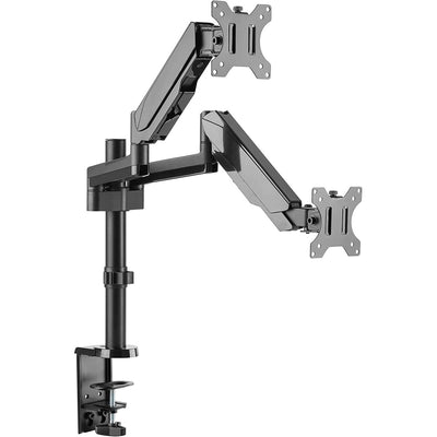 Dual Monitor Stand - Height Adjustable Gas Spring Desk Mount for 2 Monitors (10-27 inches) - Black