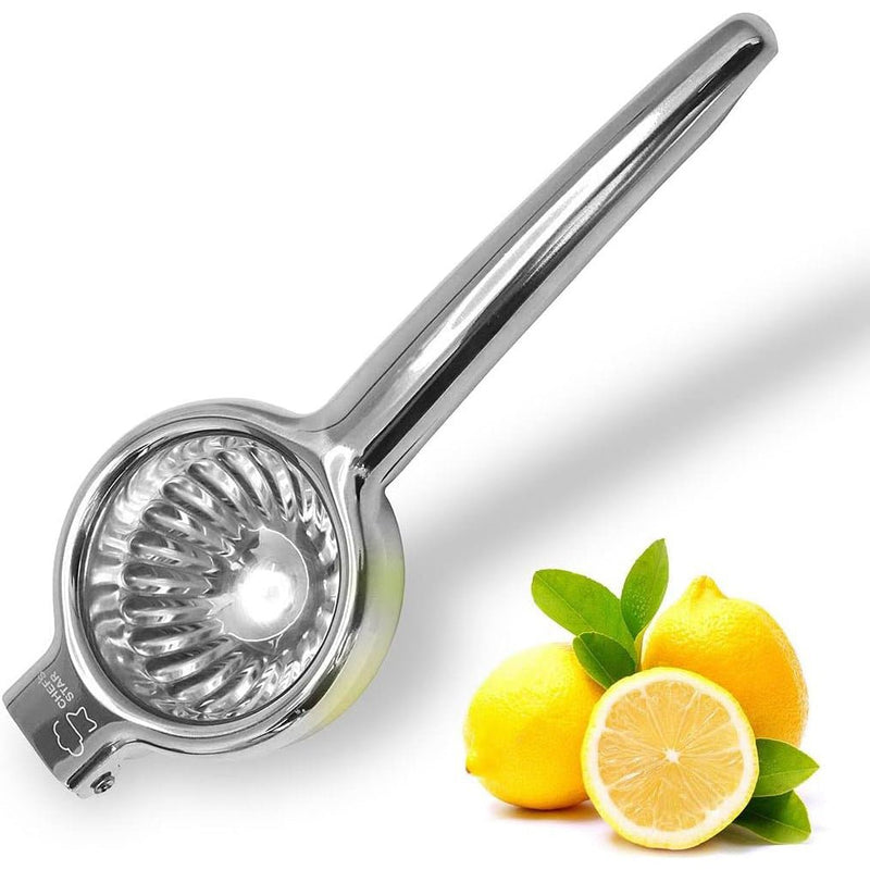 Effortless Citrus Juicing with Chef's Star Stainless Steel Lemon Squeezer - Rust-Proof Manual Citrus Juicer for Lemons, Limes, and Small Oranges, Small