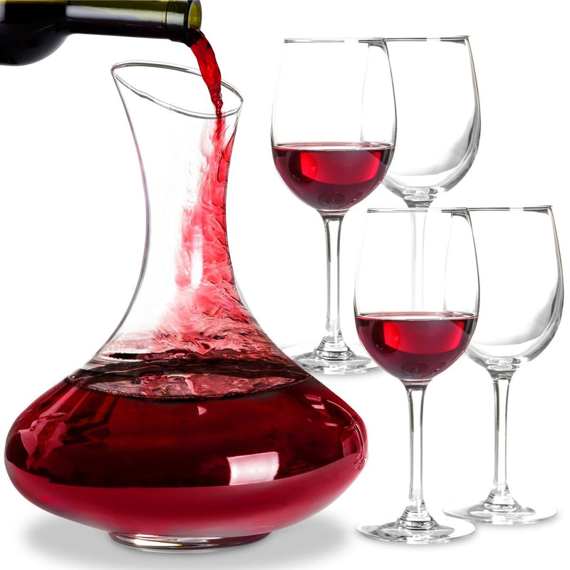 Elegant 61-Ounce Wine Decanter Set with Aerator and Stemmed Glasses