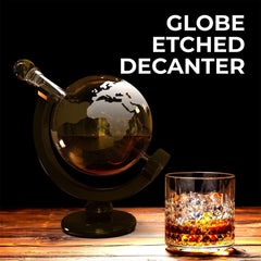 Elegant Etched Globe Whiskey Decanter Set - Perfect Gift for Men