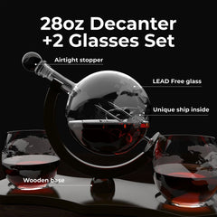 Elegant Etched Globe Whiskey Decanter Set - Perfect Gift for Men