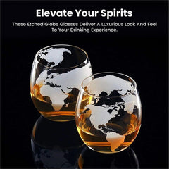 Elegant Etched Globe Whiskey Decanter Set - Perfect Gift for Men