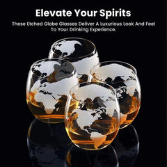 Elegant Etched Globe Whiskey Decanter Set - Perfect Gift for Men