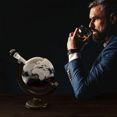 Elegant Etched Globe Whiskey Decanter Set - Perfect Gift for Men