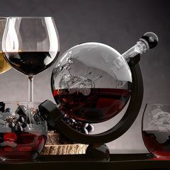 Elegant Etched Globe Whiskey Decanter Set - Perfect Gift for Men