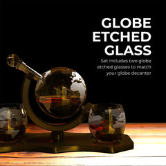 Elegant Etched Globe Whiskey Decanter Set - Perfect Gift for Men