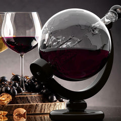 Elegant Etched Globe Whiskey Decanter Set - Perfect Gift for Men