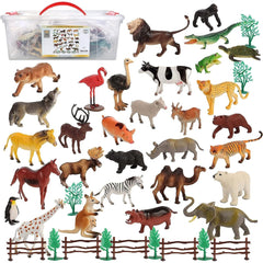 Engage Their Imagination with our 50-Piece Animal Plastic Figures Set! A Jungle of Fun for Toddlers and Kids