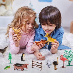 Engage Their Imagination with our 50-Piece Animal Plastic Figures Set! A Jungle of Fun for Toddlers and Kids