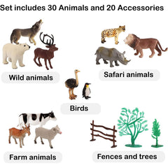 Engage Their Imagination with our 50-Piece Animal Plastic Figures Set! A Jungle of Fun for Toddlers and Kids